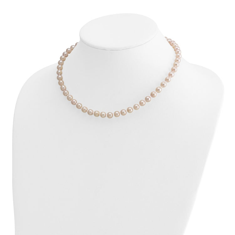 14k 6-7mm White Round Akoya Saltwater Cultured Pearl 16 inch Necklace