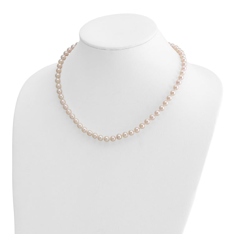 14k 6-7mm White Round Akoya Saltwater Cultured Pearl 18 inch Necklace