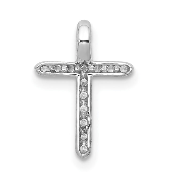 14k White Gold 1/8 carat Diamond Cross Chain Slide