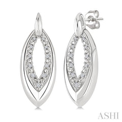 1/10 Ctw Marquise Shape Inner Link Round Cut Diamond Earrings in Sterling Silver