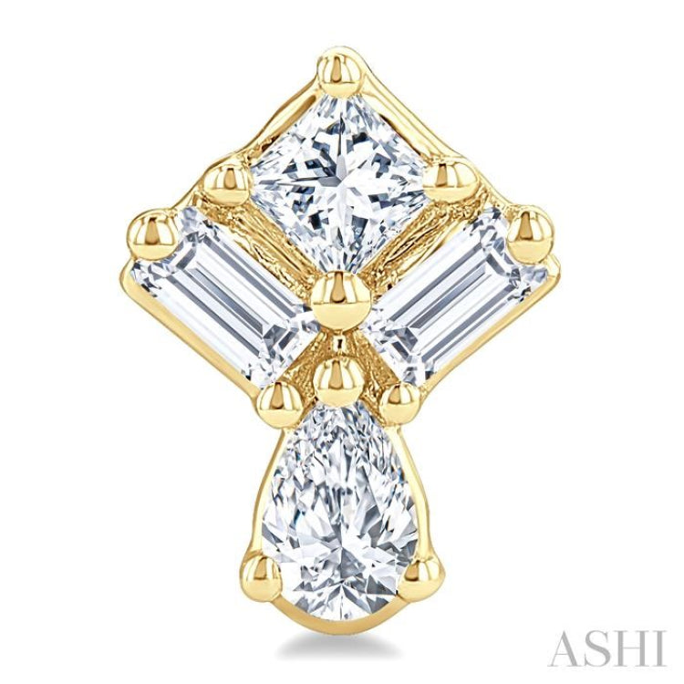 1/3 Ctw Mixed Cut Diamond Fashion Earrings in 14K Yellow Gold