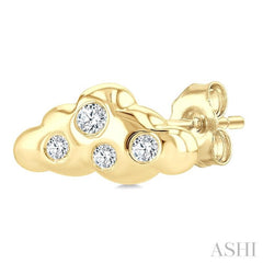1/20 Ctw Round Cut Diamond Cloud Petite Fashion Earrings in 10K Yellow Gold