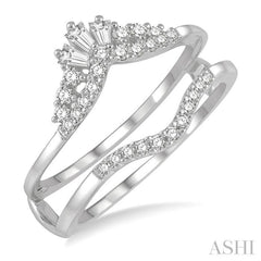 1/3 Ctw Tiara Baguette and Round Cut Diamond Insert Ring in 14K White Gold