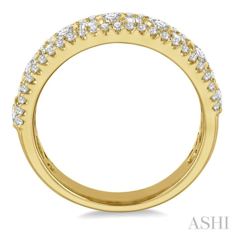 1 Ctw Baguette & Round Cut Diamond Fashion Band in 14K Yellow Gold