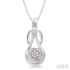 1/50 Ctw Round Cut Diamond Fashion Pendant in Sterling Silver with Chain