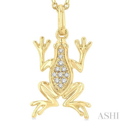 1/20 Ctw Amphibian Round Cut Diamond Petite Fashion Pendant With Chain in 10K Yellow Gold