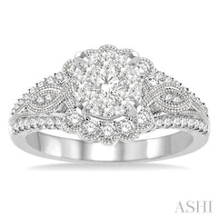 3/4 Ctw Diamond Lovebright Engagement Ring in 14K White Gold