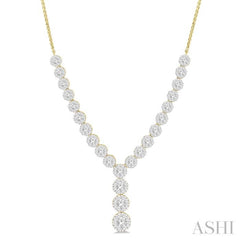 2 1/4 Ctw Lovebright Round Cut Diamond Necklace in 14K Yellow and White Gold