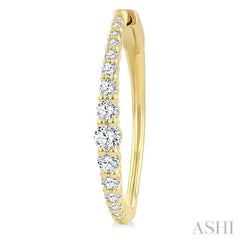 1 Ctw Round Cut Diamond Graduated Riviera Hoop Earrings in 14K Yellow Gold