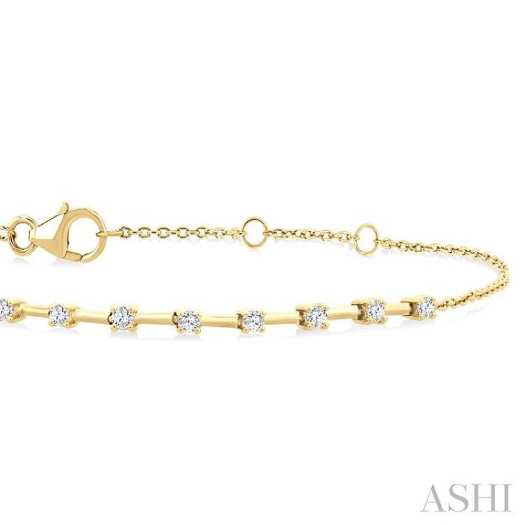 1/4 Ctw Round Cut Diamond Floating Fashion Chain Bracelet in 10K Yellow Gold