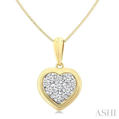 1/3 Ctw Lovebright Heart Round Cut Diamond Fashion Pendant With Chain in 14K Yellow and White Gold