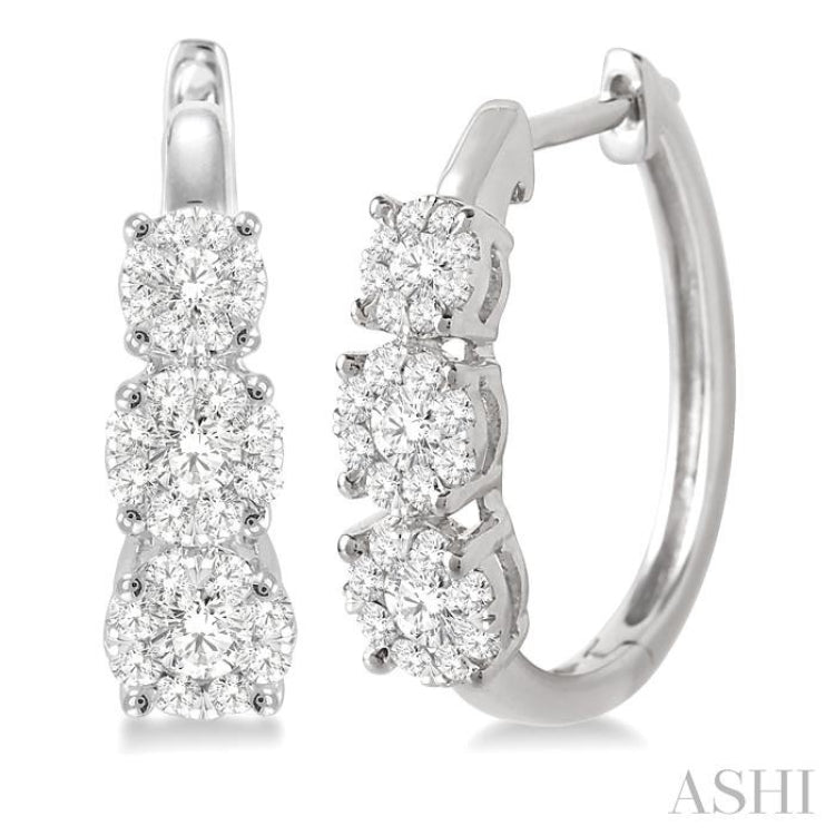 3/4 Ctw Diamond Lovebright Earrings in 14K White Gold