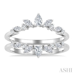 1/2 Ctw Pear, Marquise and Round Cut Diamond Insert Ring in 14K White Gold