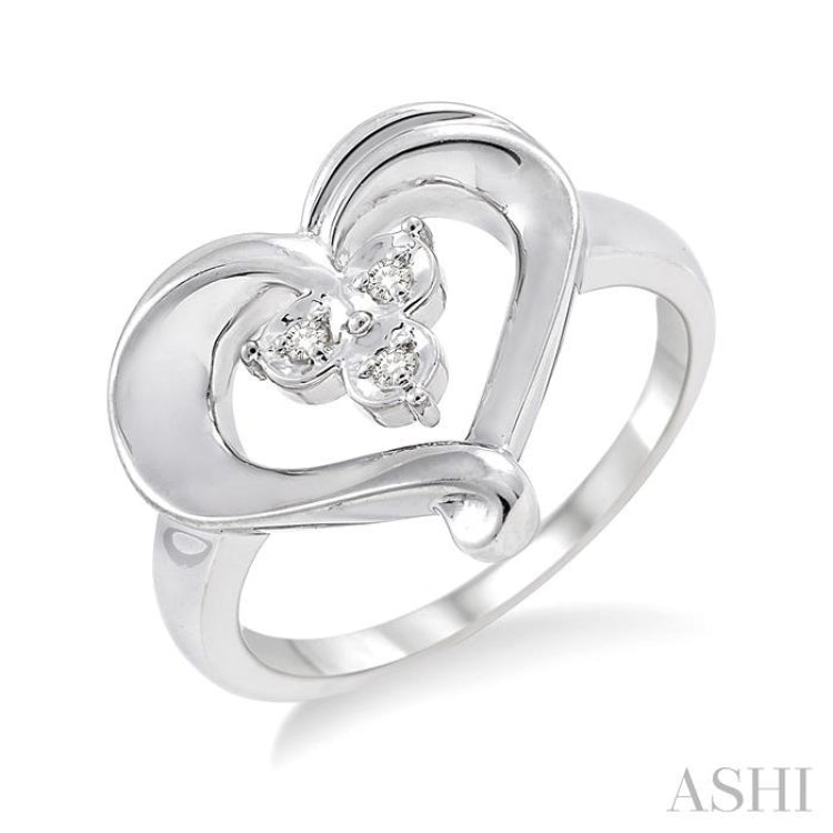 1/50 Ctw Round Cut Diamond Heart Ring in Sterling Silver