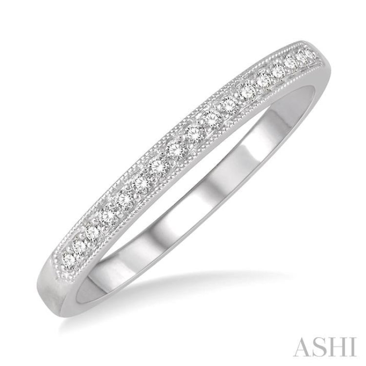 1/8 Ctw Round Cut Diamond Wedding Band in 14K White Gold