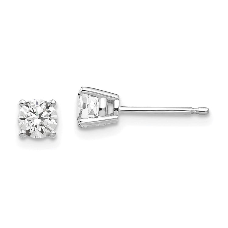 14k White Gold 4mm Round Cubic Zirconia Post Earrings
