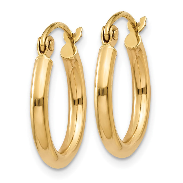 14k 2x15mm Polished Tube Hoop Earrings