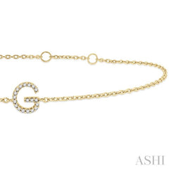 1/20 Ctw Initial 'G' Round Cut Diamond Bracelet in 10K Yellow Gold