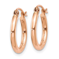 14k Rose Gold 2x15mm Polished Lightweight Tube Hoop Earrings