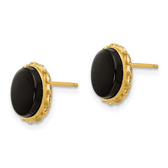 14k Madi K Bezel Oval Onyx Earrings