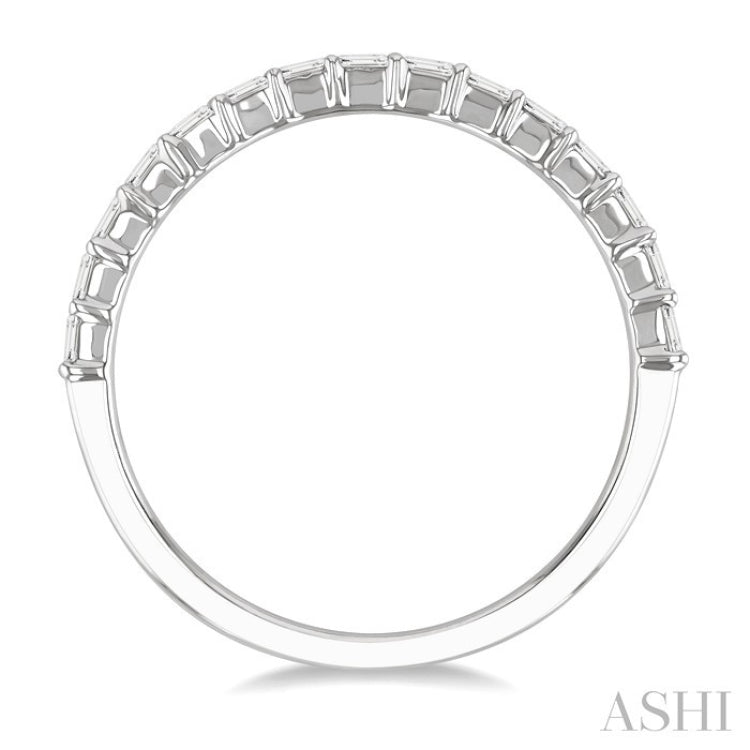 1/4 Ctw Straight Row Baguette Cut Diamond Stackable Fashion Band in 14K White Gold