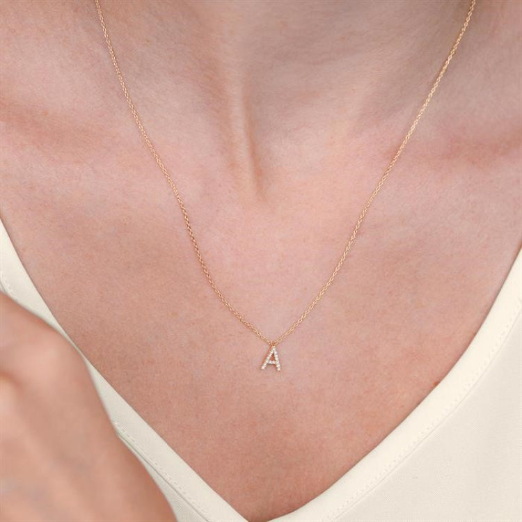 1/20 Ctw Initial 'I' Round Cut Diamond Pendant With Chain in 14K White Gold