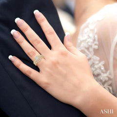 3/4 Ctw Diamond Bridal Set with 1/2 Ctw Princess Cut Engagement Ring and 1/6 Ctw Wedding Band in 14K Yellow Gold