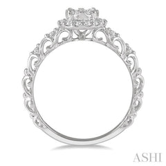 3/8 Ctw Round Cut Diamond Lovebright Engagement Ring in 14K White Gold