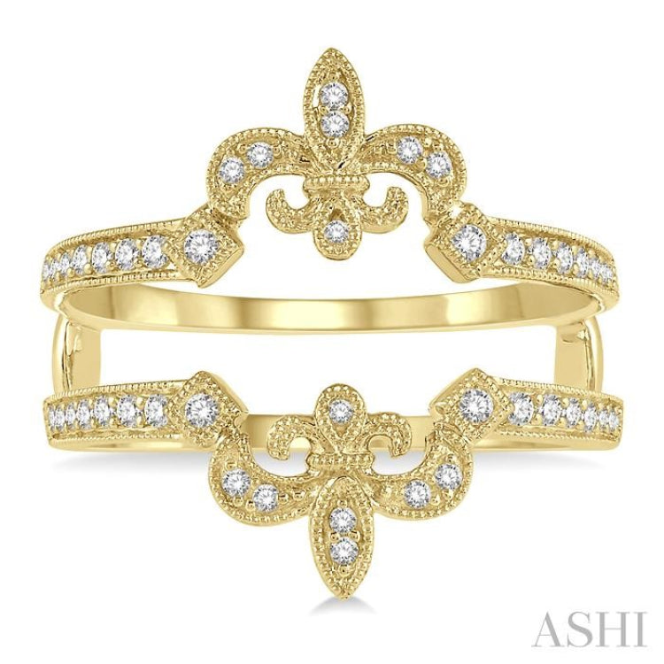 1/4 Ctw Fleur De Lis Round Cut Diamond Insert Ring in 14K Yellow Gold