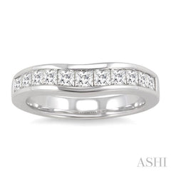 1 Ctw Princess Cut Diamond Matching Wedding Band in 14K White Gold