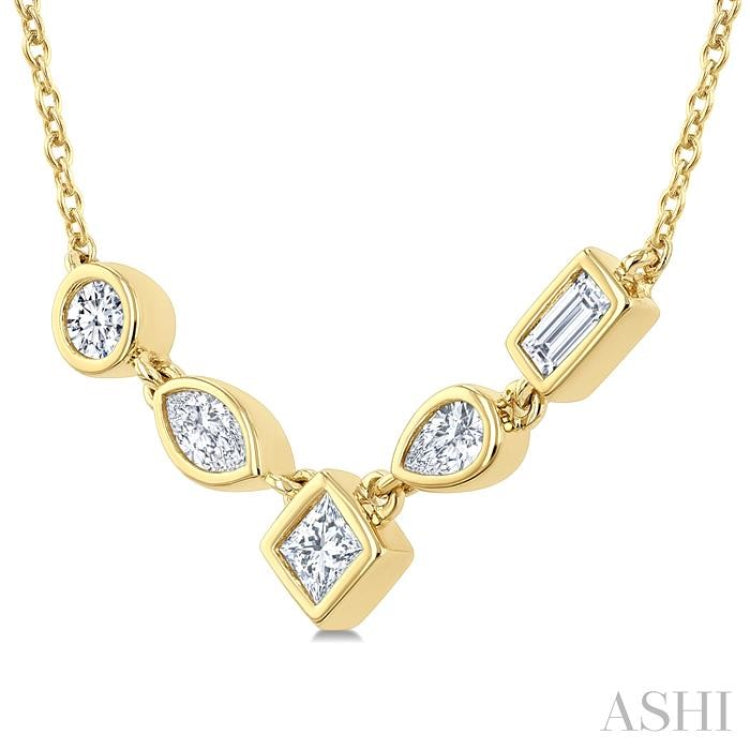 1/4 Ctw Mixed Cut Diamond Fashion Necklace in 14K Yellow Gold