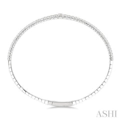 1 Ctw Round Cut Diamond Halfway Graduated Flex Bangle in 14K White Gold