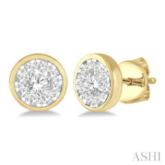 1/2 Ctw Lovebright Round Cut Diamond Stud Earrings in 14K Yellow and White Gold