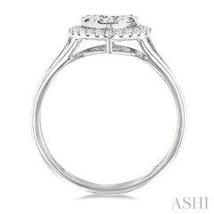 1/2 Ctw Heart Shape Lovebright Round Cut Diamond Engagement Ring in 14K White Gold