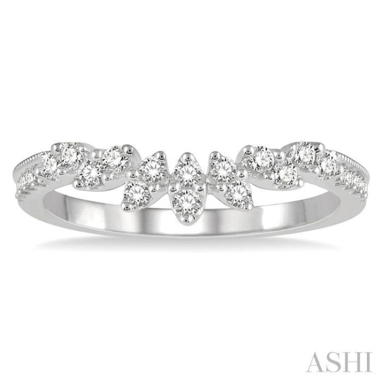 1/4 Ctw Marquise Garland Round Cut Diamond Wedding Band in 14K White Gold