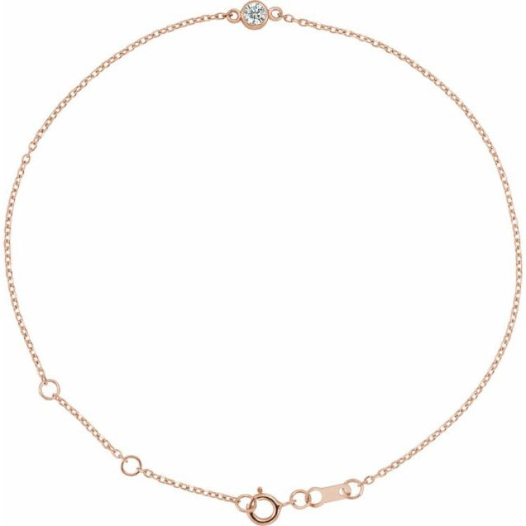 14K Rose Gold 1/10 CT Natural Diamond 6 1/2-7 1/2" Bracelet