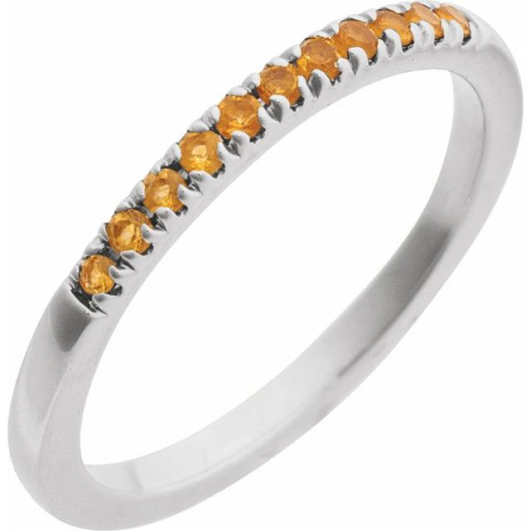 Sterling Silver Natural Citrine Stackable Ring
