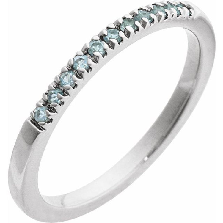 Sterling Silver Natural Aquamarine Stackable Ring