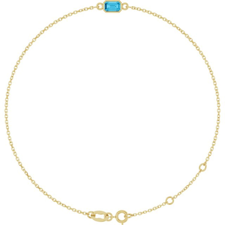 14K Yellow Gold Natural Aquamarine 6 1/2-7 1/2" Bracelet