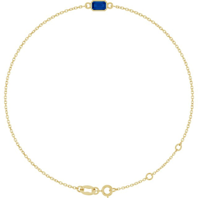 14K Yellow Gold Lab-Grown Blue Sapphire 6 1/2-7 1/2" Bracelet