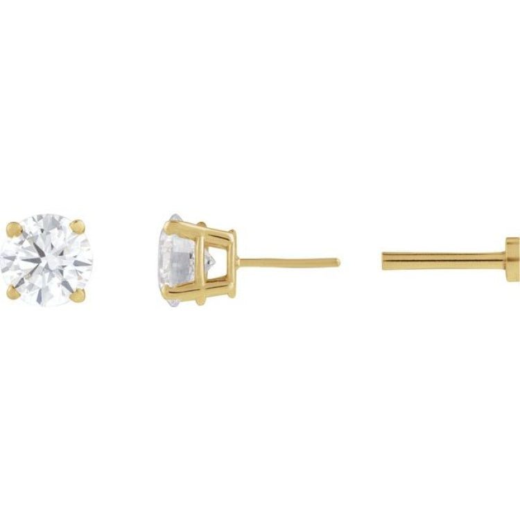 14K Yellow Gold 1/3 CT Lab-Grown White Diamond Earring