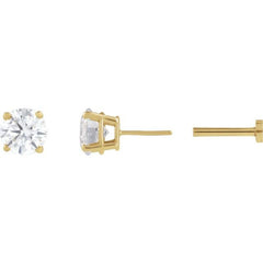 14K Yellow Gold 1/3 CT Lab-Grown White Diamond Earring