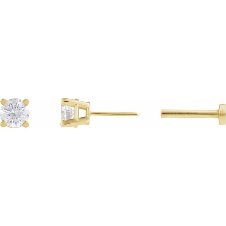 14K Yellow Gold 1/6 CT Lab-Grown White Diamond Earring