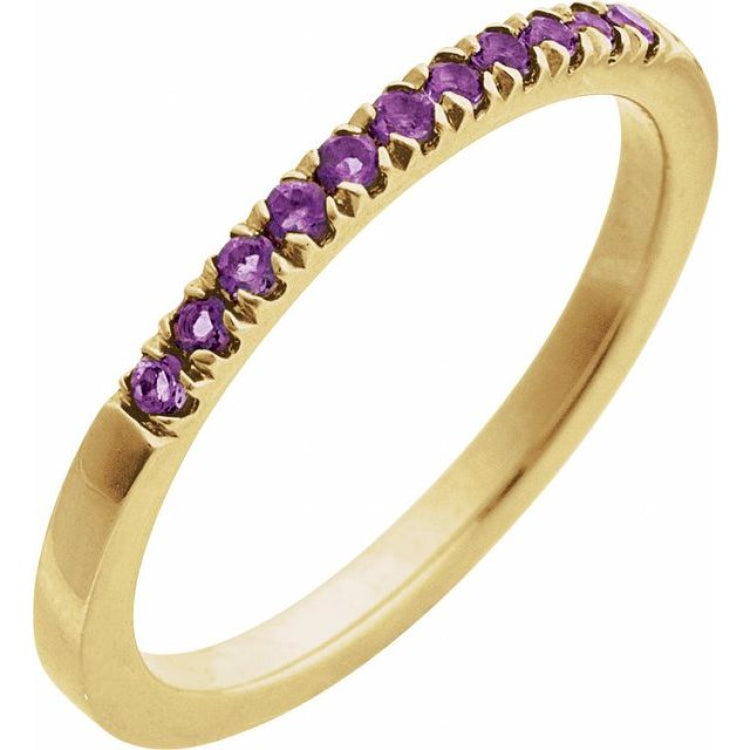 10K Yellow Gold Natural Amethyst Stackable Ring