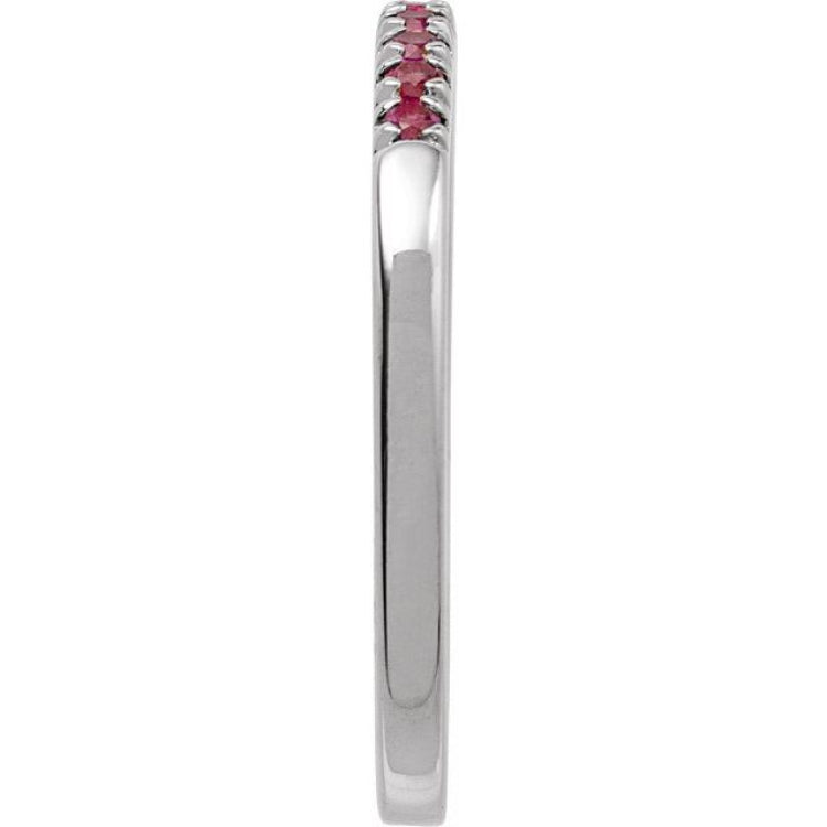 10K White Gold Natural Ruby Stackable Ring