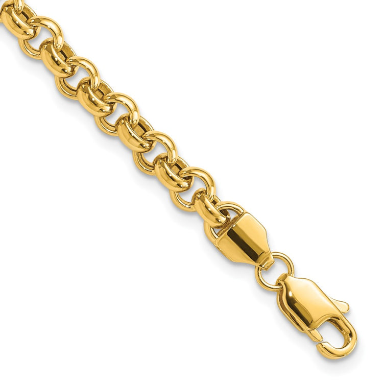 14k Polished Fancy 5mm Rolo Link 7.5 inch Bracelet