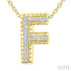 1/20 Ctw Bubble Accent Initial 'F' Round Cut Diamond Fashion Pendant With Chain in Yellow Gold Vermeil