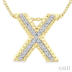 1/20 Ctw Bubble Accent Initial 'X' Round Cut Diamond Fashion Pendant With Chain in Yellow Gold Vermeil