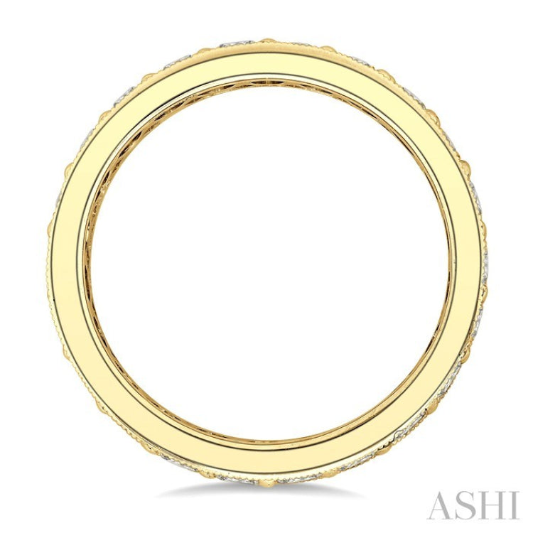 2 Ctw Round Cut Diamond Eternity Wedding Band in 14K Yellow Gold