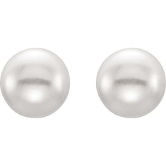 Sterling Silver 7-8 mm Cultured Black Freshwater Button Pearl Earrings
